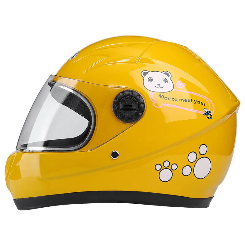 New Cute Children’s Full Face Helmet – Safety Bike & Motorcycle Helmet for Kids, Adjustable for Outdoor Sports, Four Seasons Protection