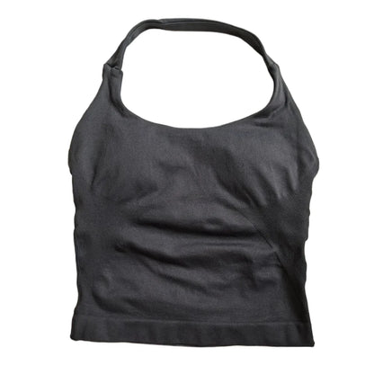Women’s Strappy Gym Tank Top – Padded Sports Bra Backless Seamless Yoga Crop Top Halter Fitness Vest Activewear