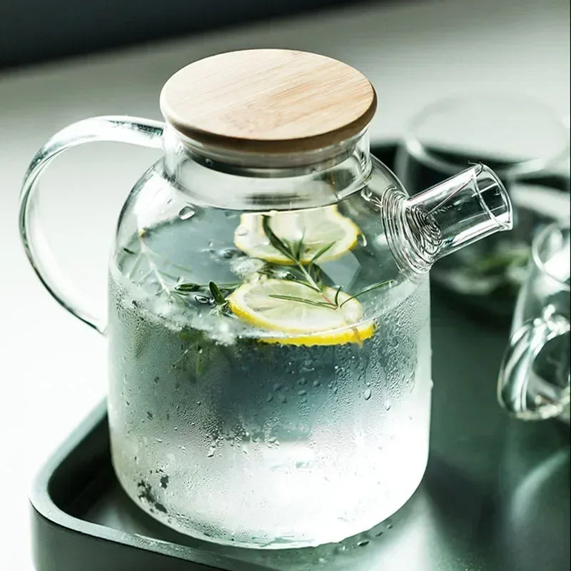 1.8L Transparent Borosilicate Glass Teapot – Heat-Resistant Large Clear Tea Pot for Puer, Flower Tea, Office & Home