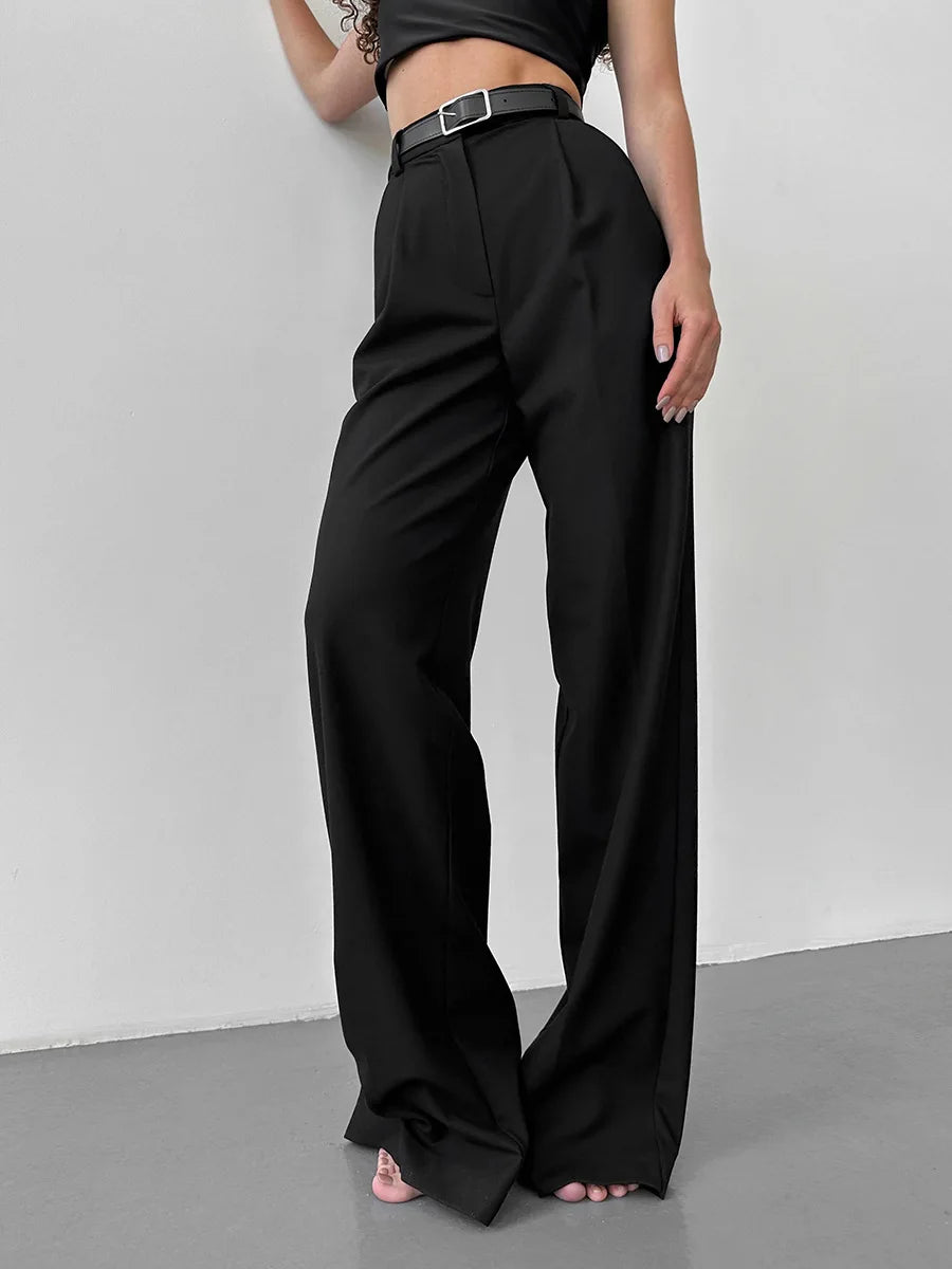 Women's Classic Straight Leg Pants – Versatile Loose Fit, Wide Leg for Office, Tourism, Spring & Summer Casual Wear