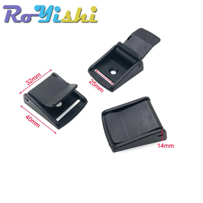 5Pcs Plastic Cam Buckle Set – Adjustable Black Toggle Clips for Backpack Straps & Webbing (5/8”–2” Sizes)