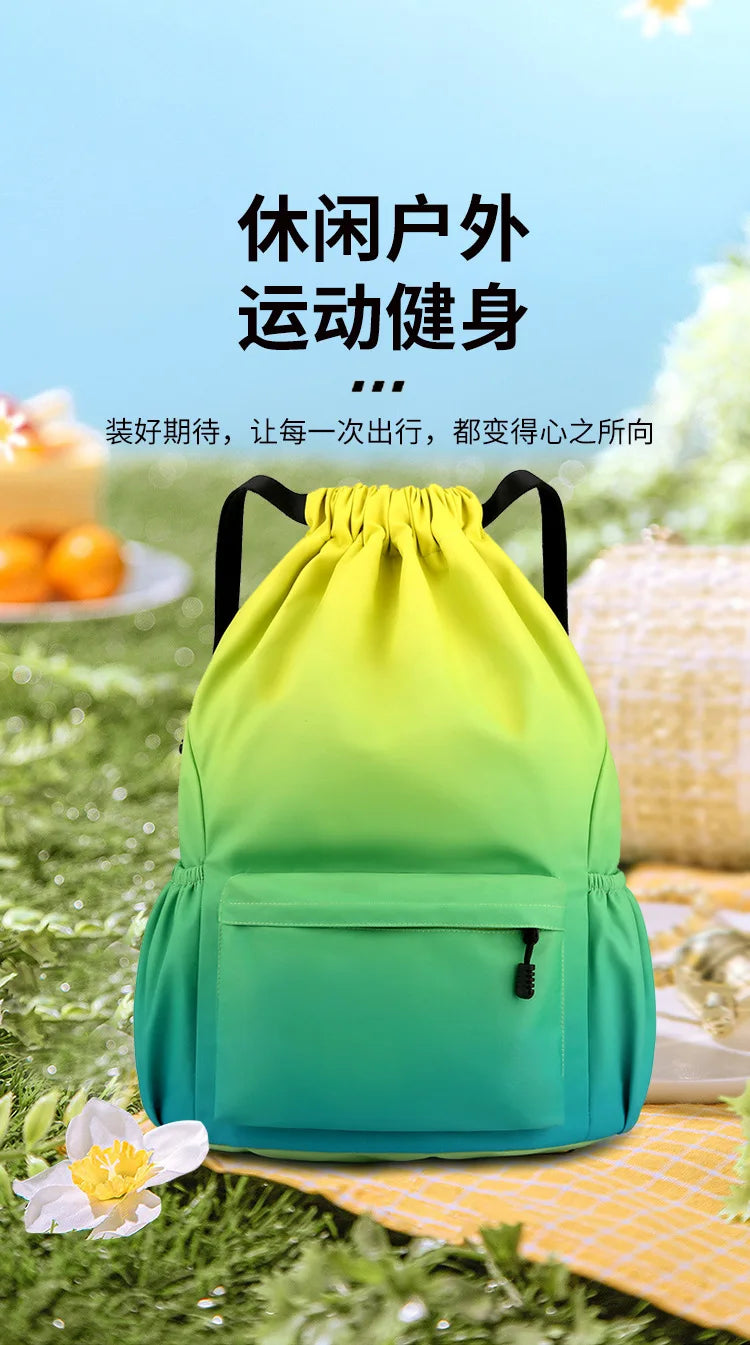 Bundle Pocket Waterproof Nylon Backpack — Portable Sports Bag for Outdoor, Camping, Swimming, Fitness, and School Use
