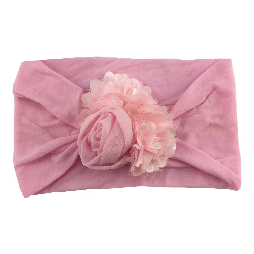 Baby Girls Soft Stretch Flower Headband Wide Nylon Knot Headwrap Kids Hair Band Newborn Photo Prop Accessories
