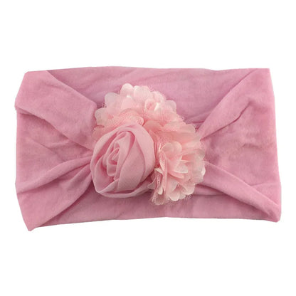 Baby Girls Soft Stretch Flower Headband Wide Nylon Knot Headwrap Kids Hair Band Newborn Photo Prop Accessories