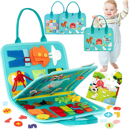 Montessori Busy Book – Portable Educational Toy for Toddlers, Travel Activity Board, Fine Motor Skills & Early Learning