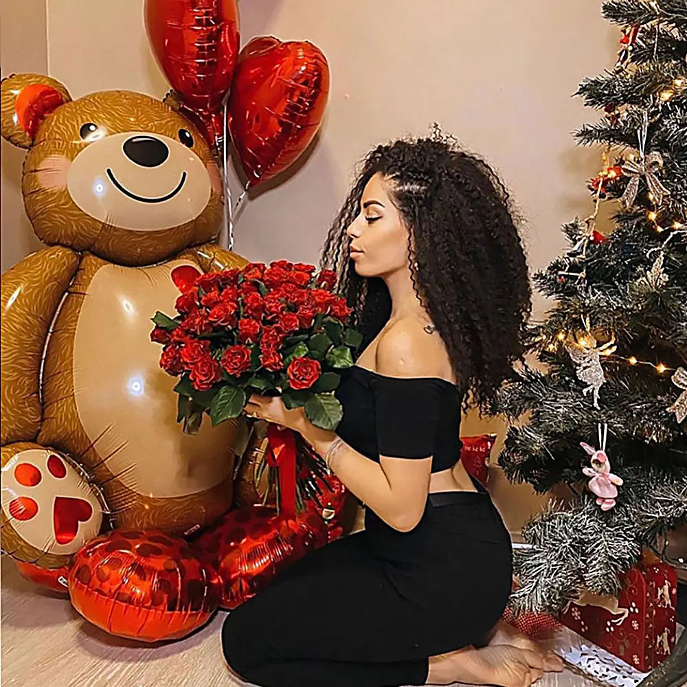 Valentine's Day Big Love Bear Foil Balloons - Perfect for Wedding and Engagement Party Decorations, Romantic Gifts