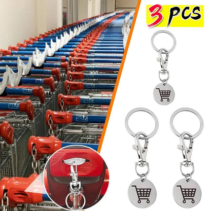 Shopping Trolley Token Keychain – Mini Metal Supermarket Cart Coin Remover Key Ring Unisex Grocery Accessory Gift