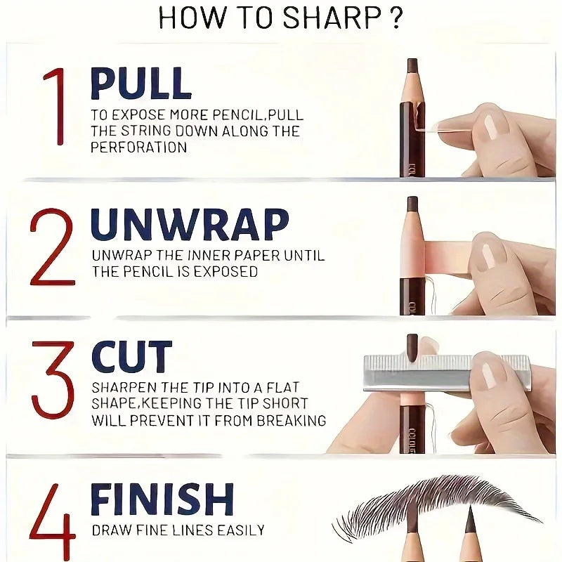 Tear-Off Pull Line Eyebrow Pencil – No Sharpening, Natural Color, Sweat & Smudge Proof Eyebrow Pencil