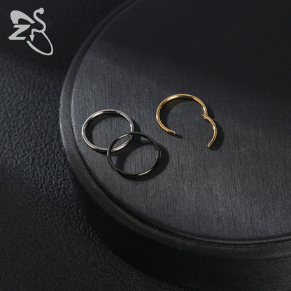 ZS G23 Titanium Steel Nose Ring – Round Septum & Cartilage Piercing Jewelry for Men & Women (20G/18G/16G, 6–14mm)