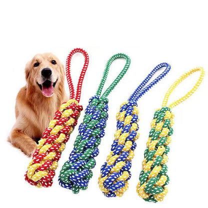 Durable Dog Chew Toy: Carrot Knot Rope Ball for Puppy Teeth Cleaning - Braided Cotton Rope Dumbbell for Bite-Resistant Fun