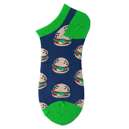 40-Style Colorful Cotton Ankle Socks – Fashion Novelty Short Socks for Men & Women, Funny Animal, Food & Avocado Casual Designs