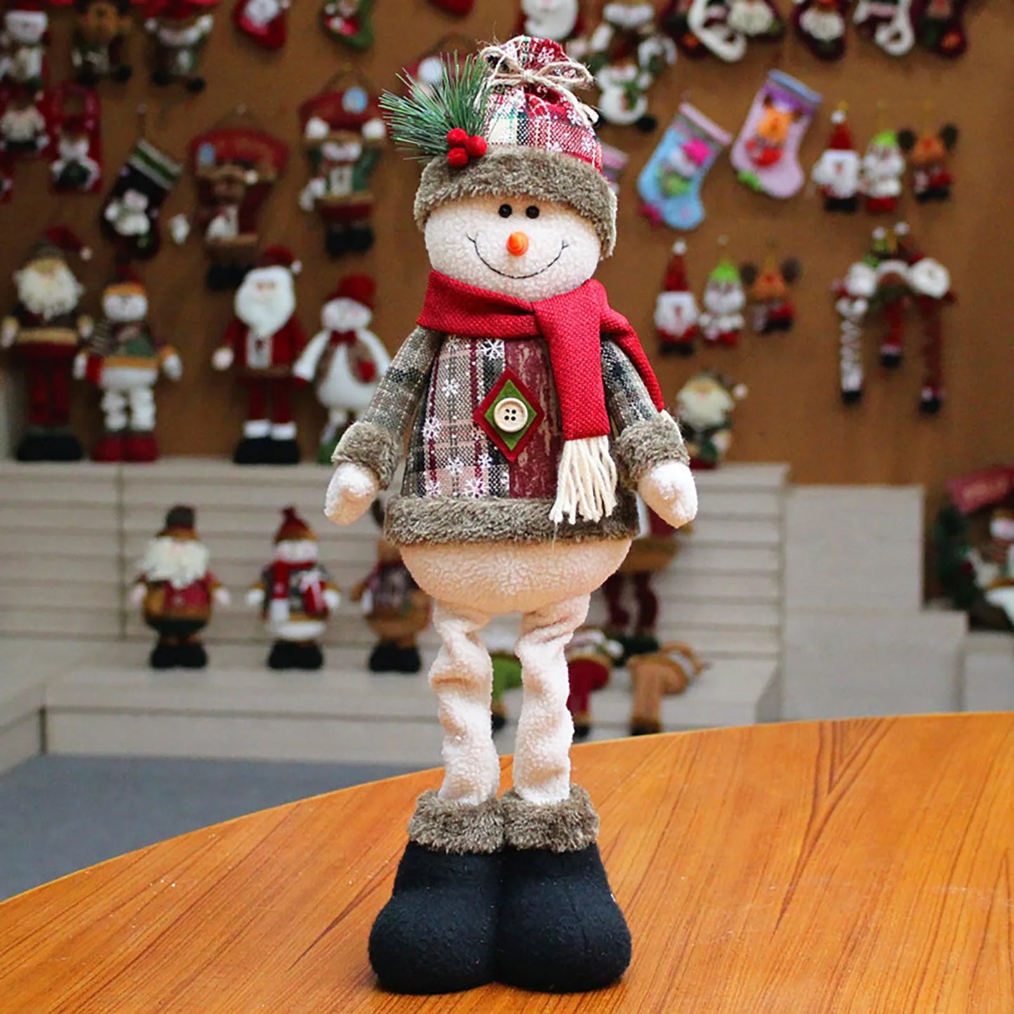 3PCS Christmas Decorative Dolls – Reindeer, Snowman & Santa Claus Standing Ornaments for Merry Christmas and New Year Celebration