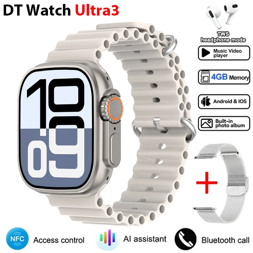 2025 DT Ultra 3 Pro Smartwatch – NFC, Bluetooth Call, Music & Video, Waterproof for Android & iOS, 32GB