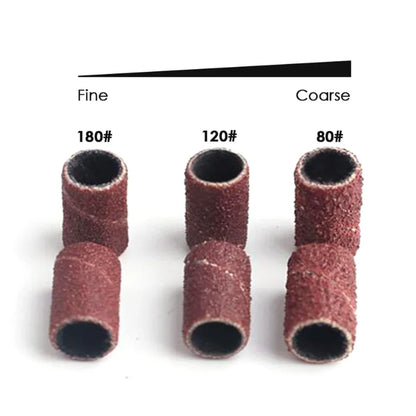 100/50PCS Sanding Cap Bands - 80/120/180 Grit Nail Drill Grinding Bits for Manicure & Pedicure Tools