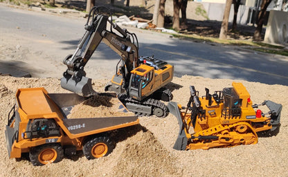 4WD RC Excavator Alloy Dump Truck Bulldozer | Remote Control Construction Vehicle Toy for Kids