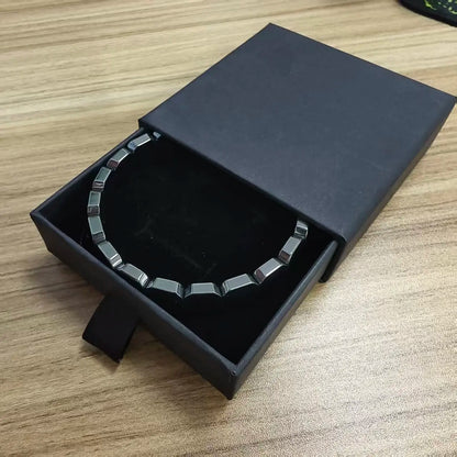 Natural Obsidian Half Moon Bracelet - Irregular Black Stone Beads Men's Fashion Accessory