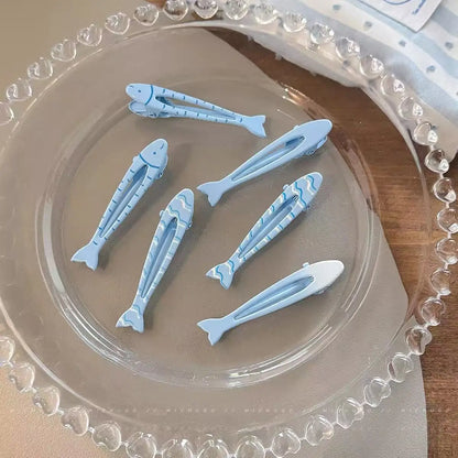 Cute Fish Hair Clips Set - 4PCS Blue & Yellow Elegant Side Hairpins for Women & Girls Fashion Accessories