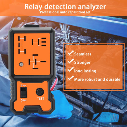 12V Automotive Relay Tester - Portable Car Relay Diagnostic Tool with Battery Clips