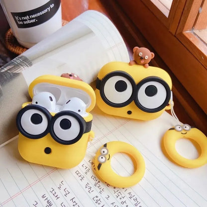 3D Cartoon Bear Silicone Case for AirPods 4 & AirPods Pro 2 — Cute Big Eyes Earphone Cover 2024