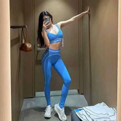 2025 Women’s Summer Two-Piece Set – Letter Print Long Pants & Casual Yoga Sportswear