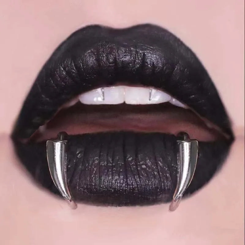 Stainless Steel Gothic Sharp Teeth Lip Clip | Punk Non-Piercing Halloween Jewelry for Women & Men