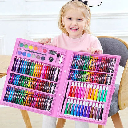 Children's Drawing Set – 208/150/86PCS Sketch & Doodle Art DIY Toolkit with Portable Case, Non-Toxic Gift for Kids