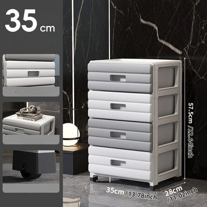13.78" Wide Rolling Drawer Storage Cabinet — 3-6 Tier Mobile Organizer with Wheels, Gray or Brown for Living Room & Bedroom