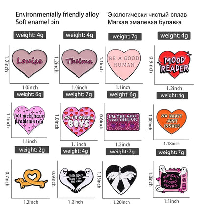 Pink Heart Brain Ghost Enamel Brooch – Gothic Retro Radio & TV Badge, Funny Punk Lapel Pin Jewelry Gift