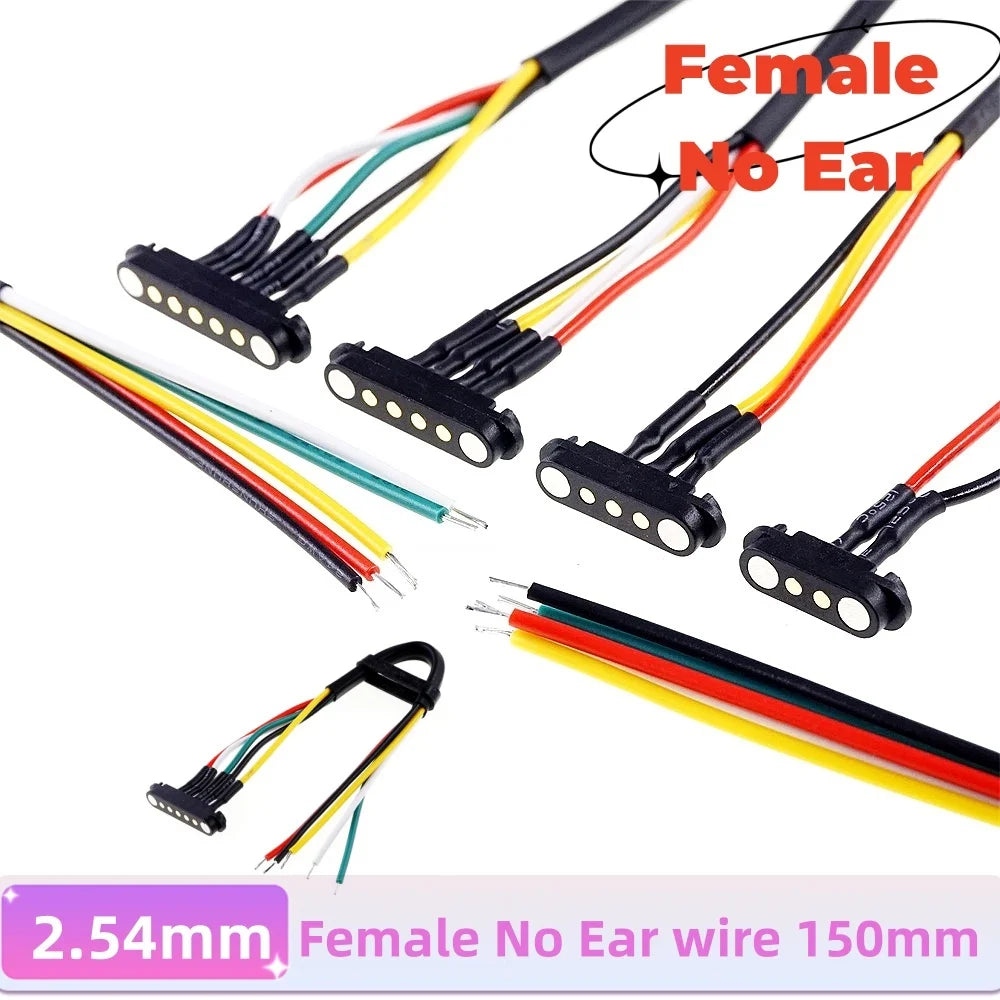 Magnetic Pogo Pin Connector - 2–5 Pin Spring-Loaded Male/Female Power Socket, 2.54/2.8mm Spacing, USB Cable Compatible