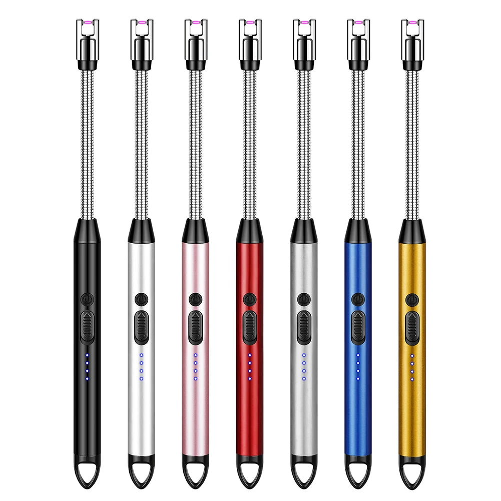 360° Type-C Rechargeable Windproof Plasma Lighter – Curved Flameless USB Arc Ignition Tool for BBQ, Kitchen, Candle & Gas Stove Use