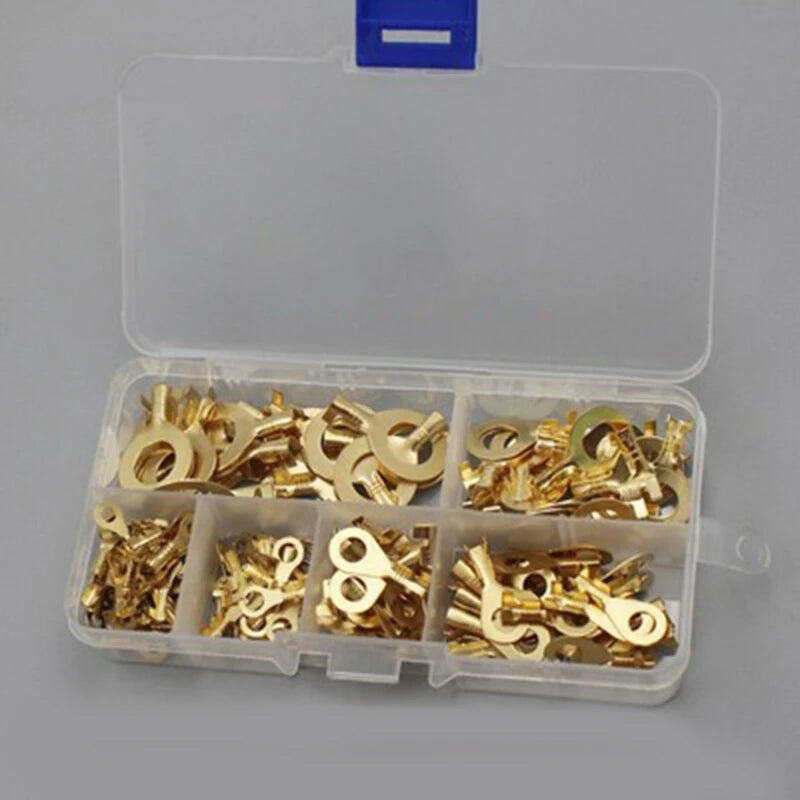 150-Piece Round Terminal Block Set - DJ431 O-Type Copper Lugs, Cold-Pressed Wiring Terminals & Connector Kit