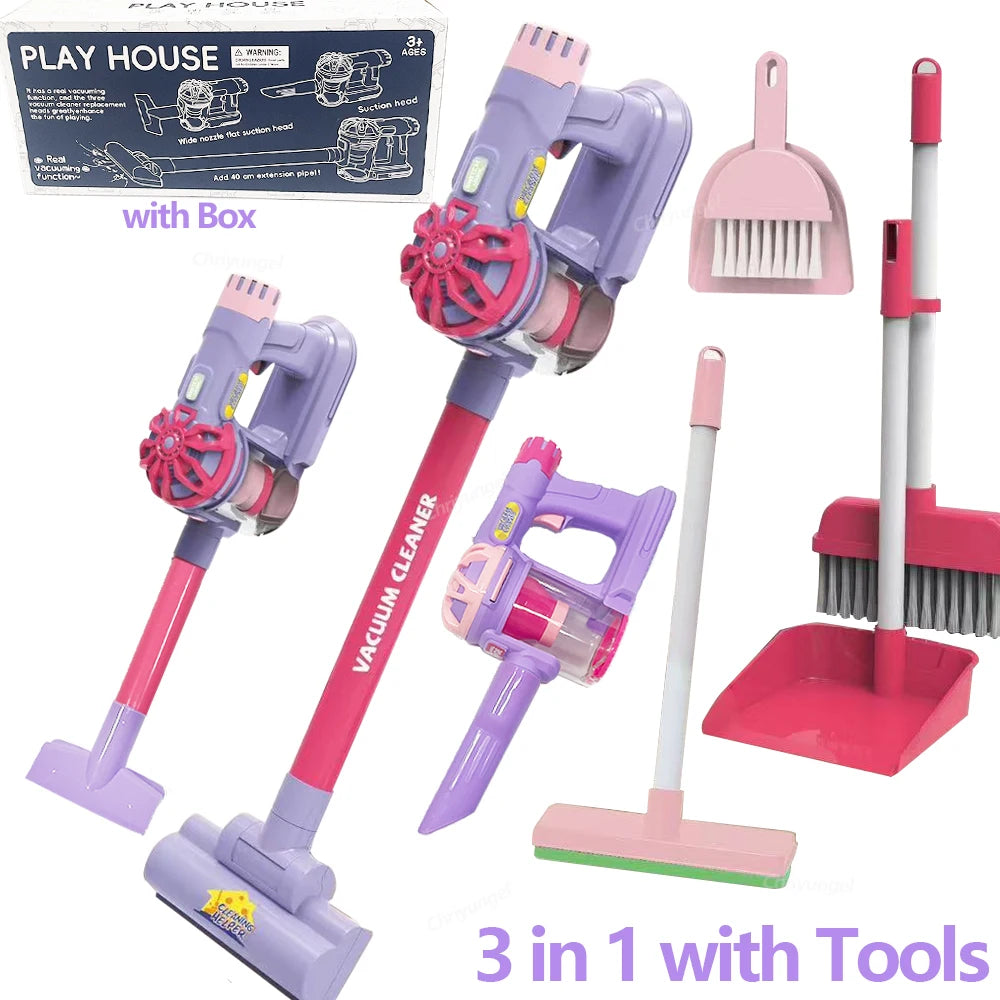 Kids Electric Vacuum Cleaner Toy Set – Simulation Role Play Housekeeping Educational Gift for Toddlers Boys & Girls