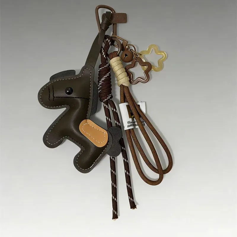 Pony Leather Keychain - Personalized Backpack Charm Car Key Holder Bag Pendant Purse Strap Decoration Gift