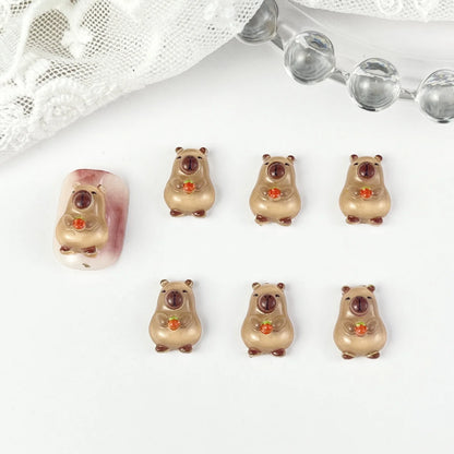 30Pcs 3D Brown Bear Nail Charms - Cute Cartoon Resin Flatback Decorations for DIY Kawaii Nail Art