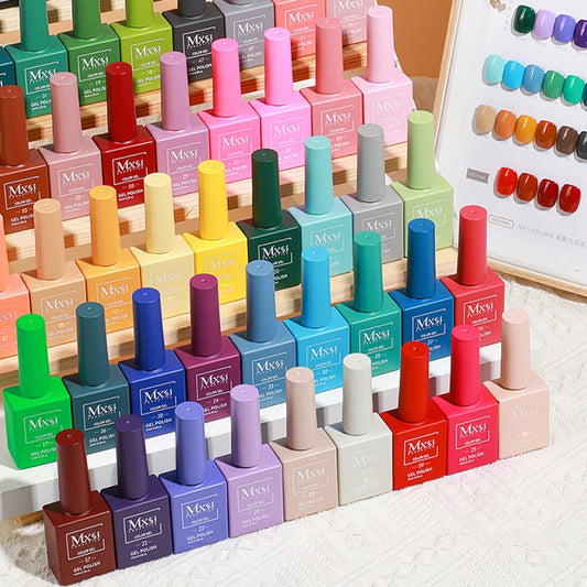 Mxsi 15ml Gel Nail Polish - Neon Brown, Royal Blue, Red, Green & Nude UV Gel Lacquer Colors for Nail Art