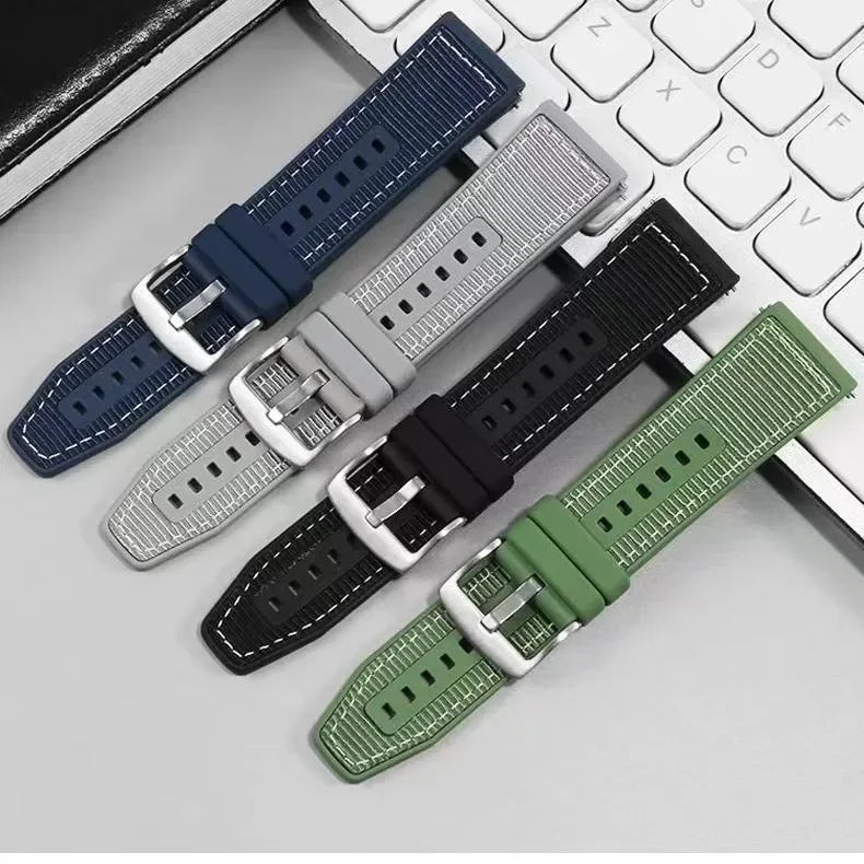22mm Silicone & Nylon Composite Watch Band for NORTH EDGE APACHE-46 Smartwatch – Sport Replacement Bracelet Strap Correa