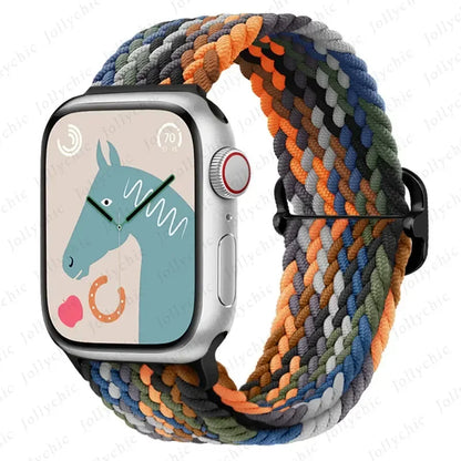 Braided Solo Loop Apple Watch Ultra Band – Elastic Nylon Adjustable Sport Bracelet Strap for iWatch SE, Series 3–9 (38mm–49mm)