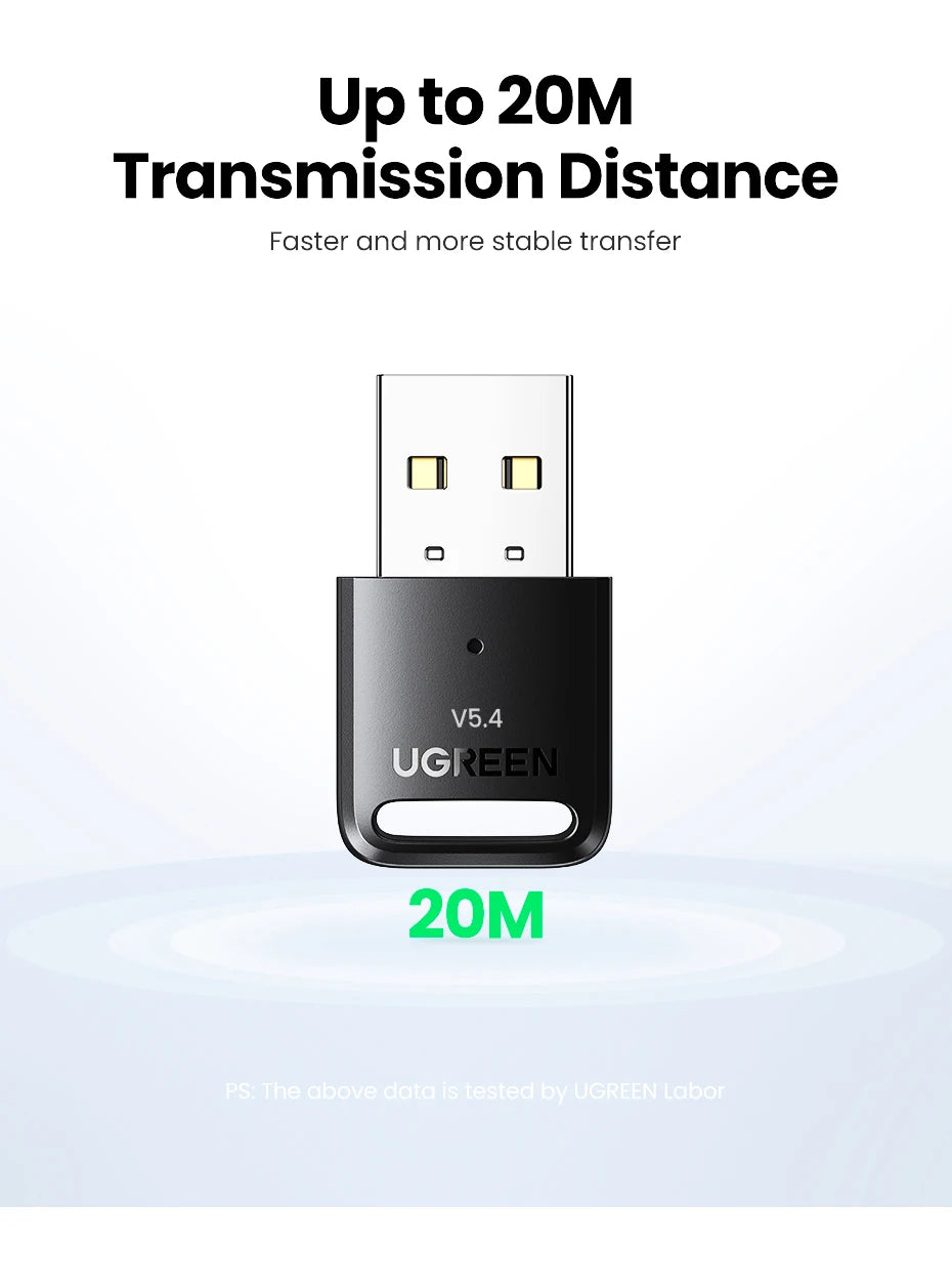 Bluetooth 5.4 USB Adapter for PC – Wireless Dongle for Mouse, Keyboard, Audio & Music Receiver Transmitter