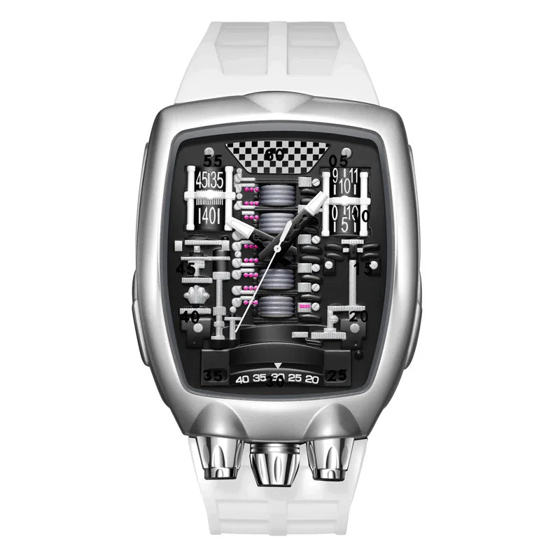 Alien Y2K Transparent Quartz Watch - Creative Hollow Case Design Fashion Men's Wristwatch with Unique Retro Style
