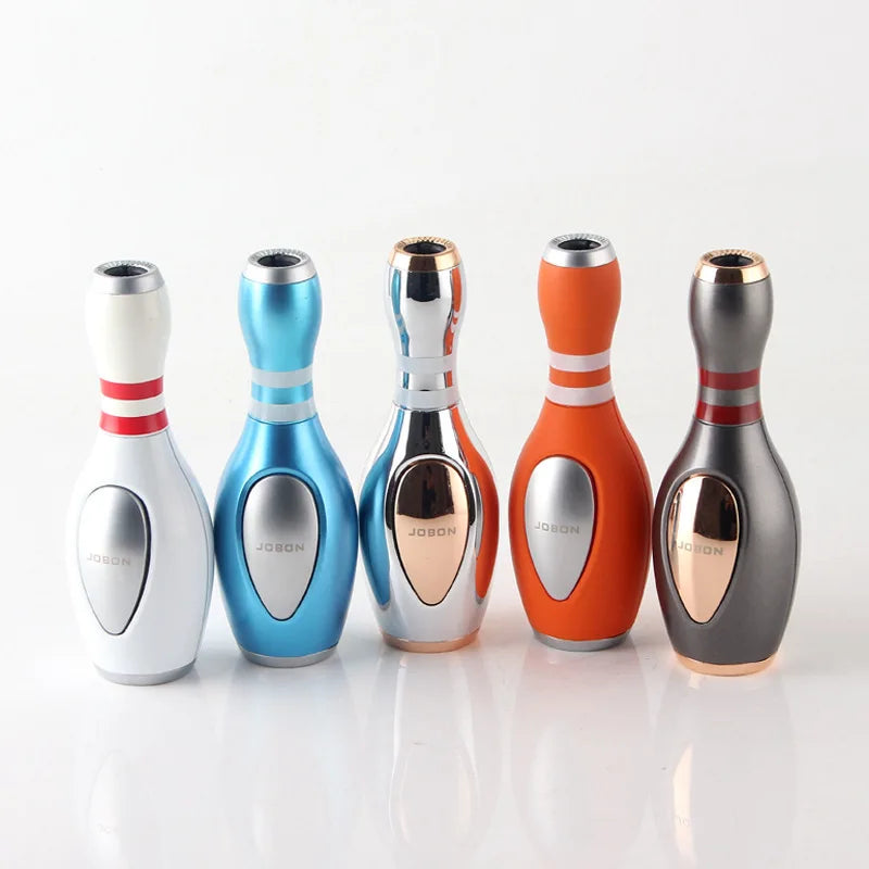 Jobon Bowling Ball Shaped Butane Gas Lighter – Windproof Jet Turbine Torch with Blue Flame, Metal Outdoor Gift