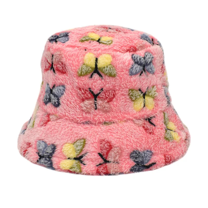 Women’s Winter Bucket Hat – Fashion Leopard Panama, Warm Vintage Faux Fur Fisherman Cap