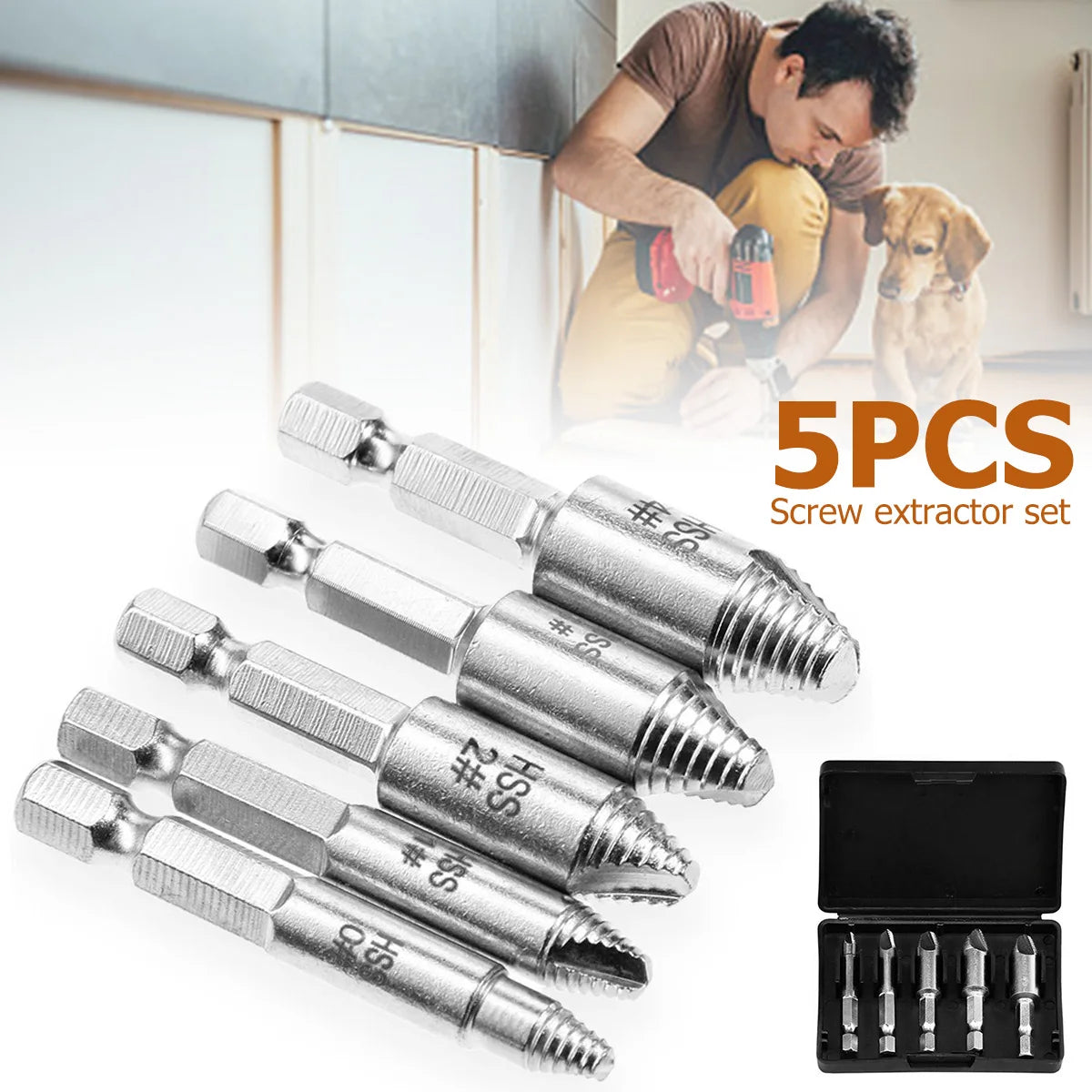 SenNan 5Pcs Damaged Screw Extractor Drill Bit - High-Speed Steel for Easily Removing Broken Screws & Bolts