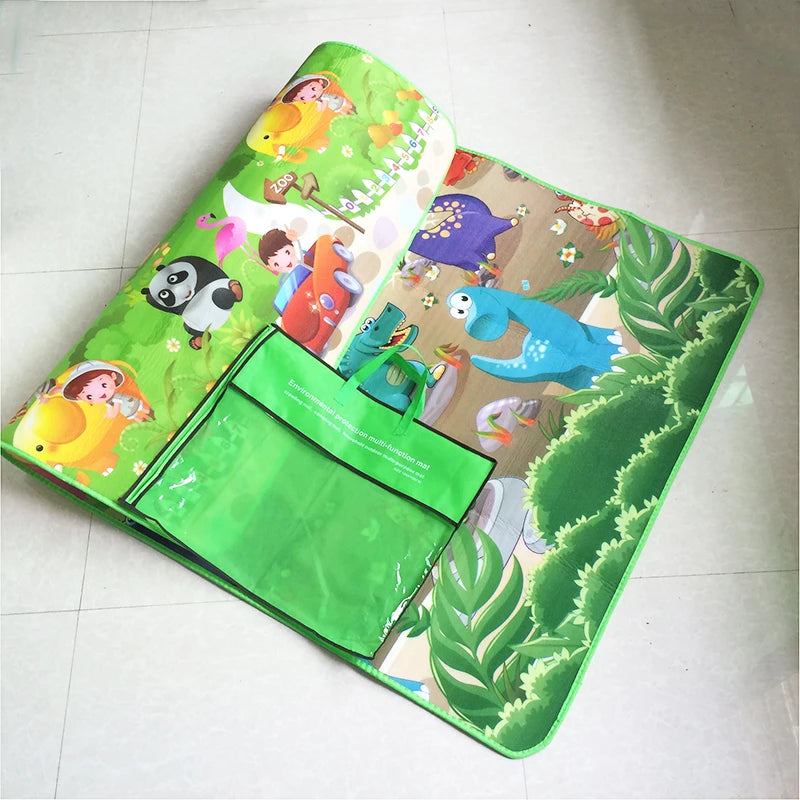 Double-Sided Baby Play Mat - Soft Animal-Themed Educational Rug for Toddler Crawling, Floor Play, and Sensory Activities