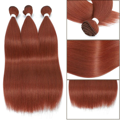 26" Ombre Straight Synthetic Hair Extensions – Smooth Weaving, Full Blue Hair Bundles from Root to End
