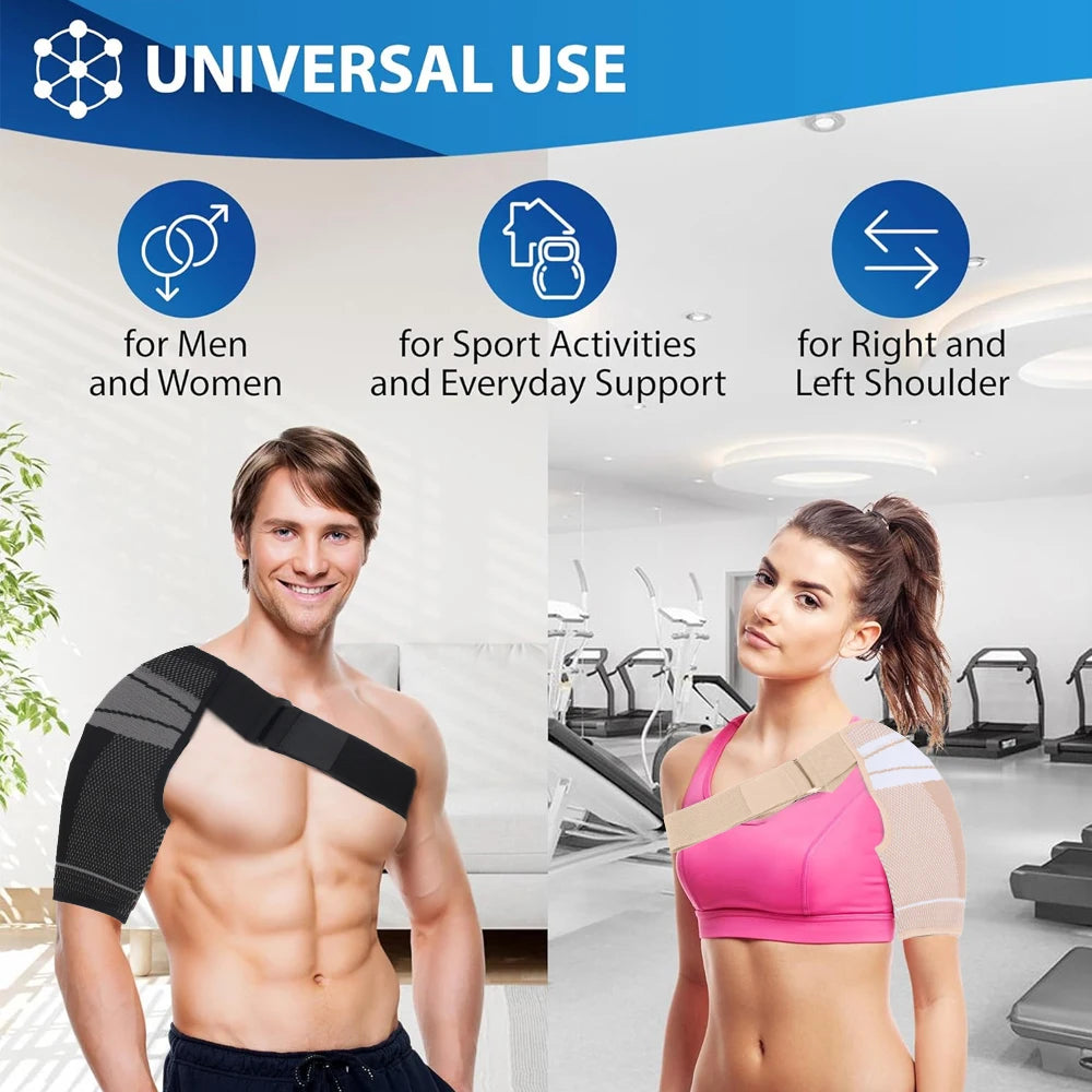 Adjustable Shoulder Brace Support Sleeve – Rotator Cuff Compression & Stability Strap for Left or Right Shoulder (Men & Women)