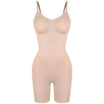 Women’s Bodysuit Shapewear Tank Top — Tummy Control Full Body Shaper with Anti-Chafing Shorts, Waist Trainer & Butt Lifter