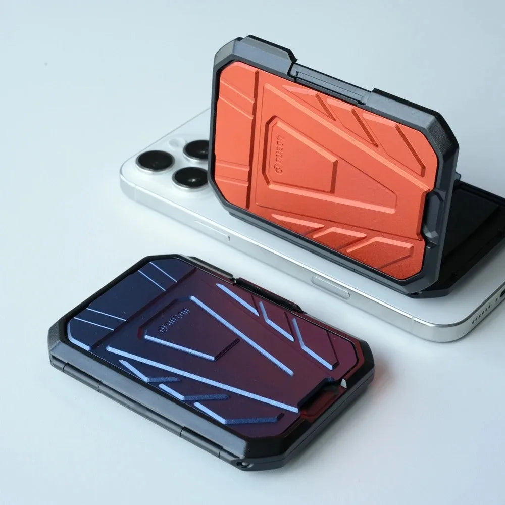 DUZON Armor Magnetic Wallet Case for iPhone 17 & 16 Pro Max - Detachable 3-Slot Card Holder with Adjustable Metal Kickstand
