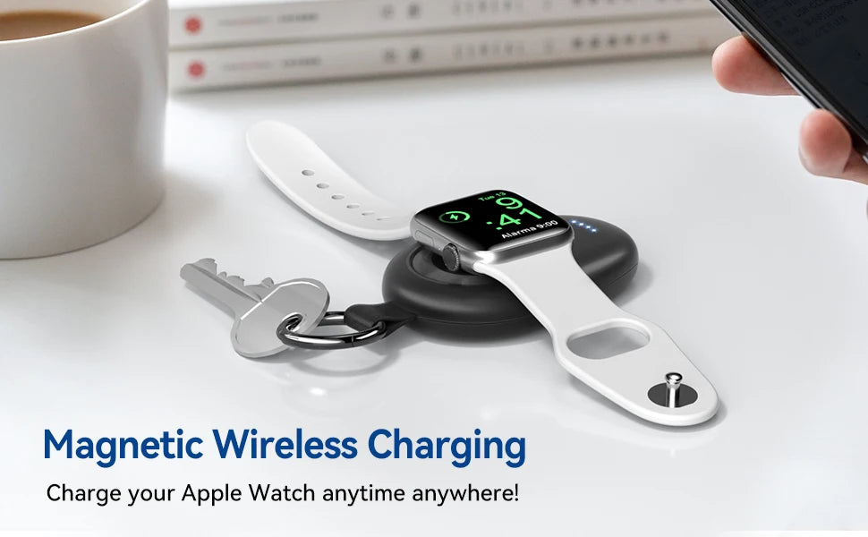 Portable Wireless Charger for Apple Watch Series 2-9 & SE/Ultra – Travel Power Bank Keychain Spare Battery