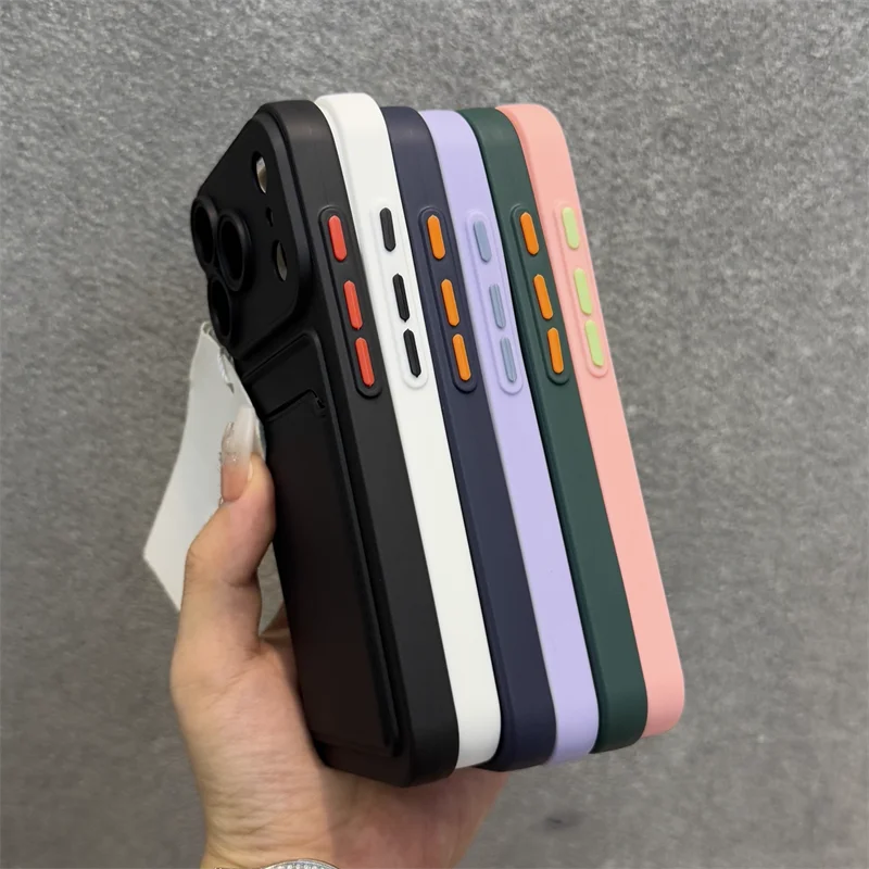 Luxury Soft Silicone Wallet Case for iPhone – Shockproof Card Holder Slot Cover for iPhone 17 Air, 16E, 15, 14 Plus, 13, 12 Mini, 11 Pro Max, XR & XS