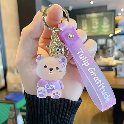 Jelly Bear Keychain - Cute Cartoon Resin Doll Charm for Backpacks and Car Keys